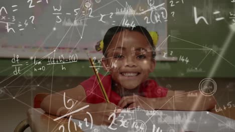 vídeo compuesto digital de la red de conexiones y ecuaciones matemáticas contra áfrica américa