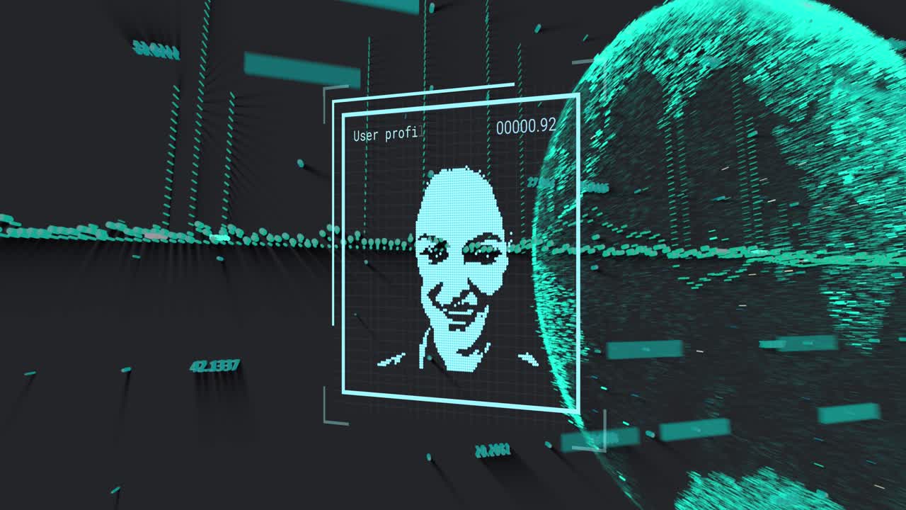 Animation of data processing over people icons