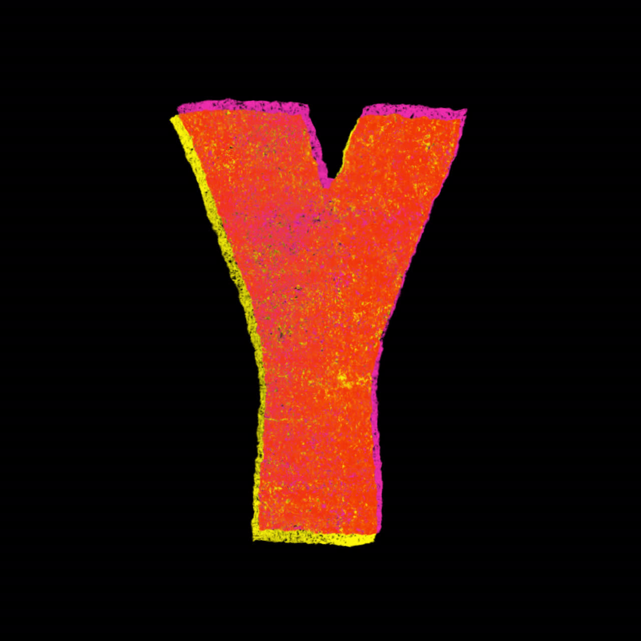Vibrant Animated Letter Y with Chalk Effect