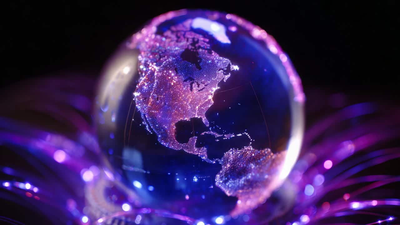 A Stunning Close-up of a Glowing Earth, Enveloped in a Mesmerizing Network of Colorful Lights, Illustrating the Beauty and Connectivity of Our Planet in a Dreamy, Ethereal Style