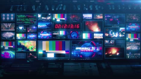 tv broadcast news studio video control room screens - loop 4k