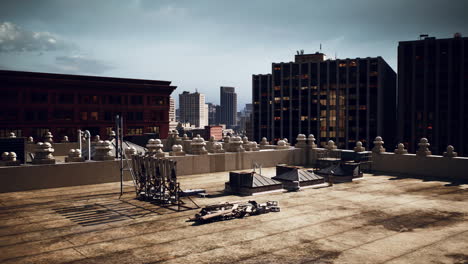 a rooftop view of a city skyline