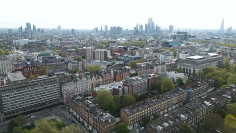 Luftschwenkansicht-über-Bloomsbury,-Stadtteil-Camden,-City-Of-London---England