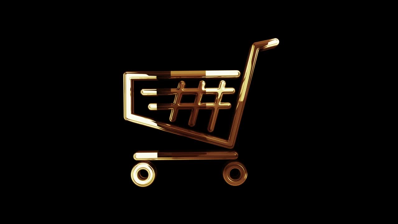 icono de carrito de compras comercio en línea y negocios símbolo de metal bucle giratorio