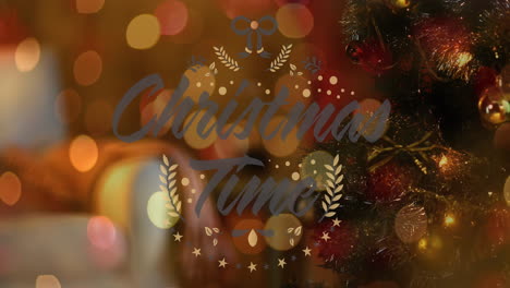 animación de felicitaciones de navidad texto sobre el árbol de navidad