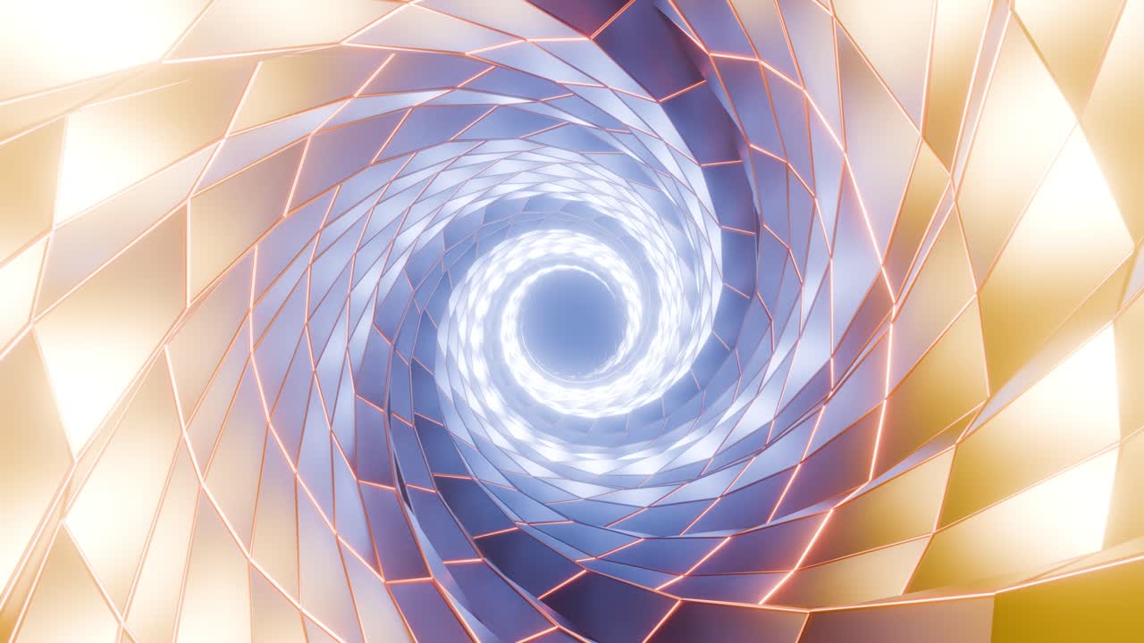 3D rendering of glowing pink and green spiral abstract tunnel