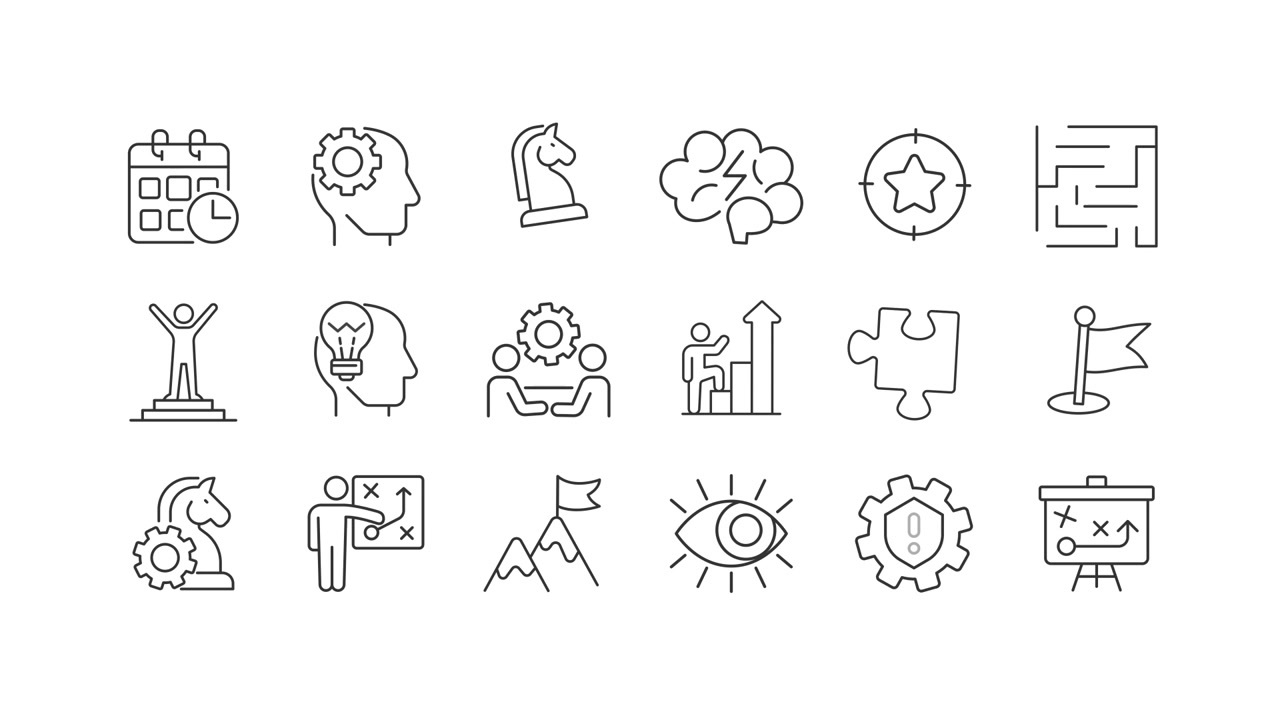 Set of Business Strategy and Management Icons