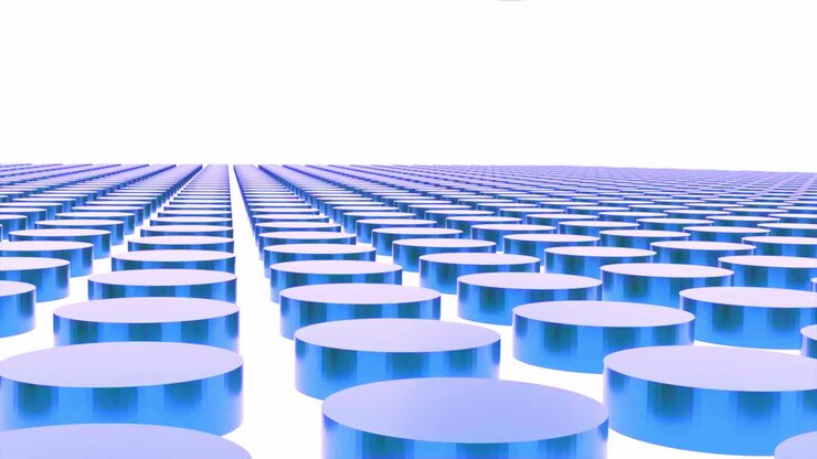 Abstrakt 3D Geometrisk Mønster med Blå Cylindre på en Hvid Baggrund