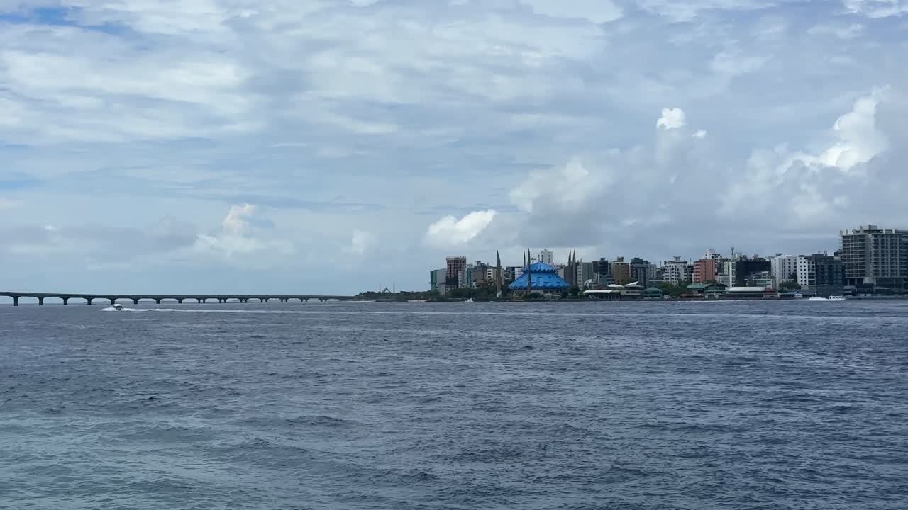 Male capital city of the Maldives skyline view from the airport