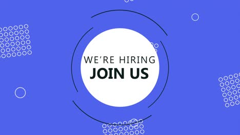 we are hiring lettering blue background
