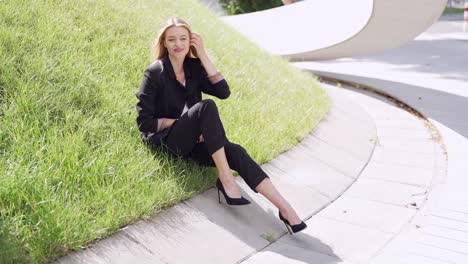 business woman in a park