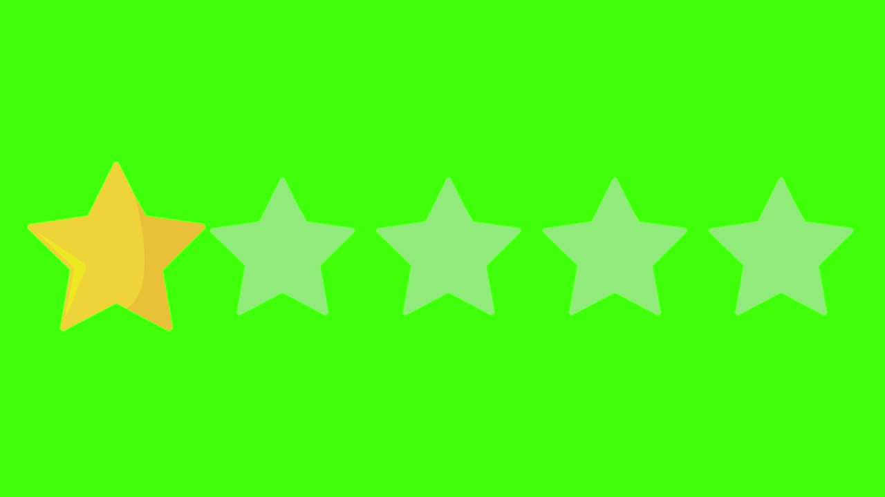 1 One star rating icon on green screen