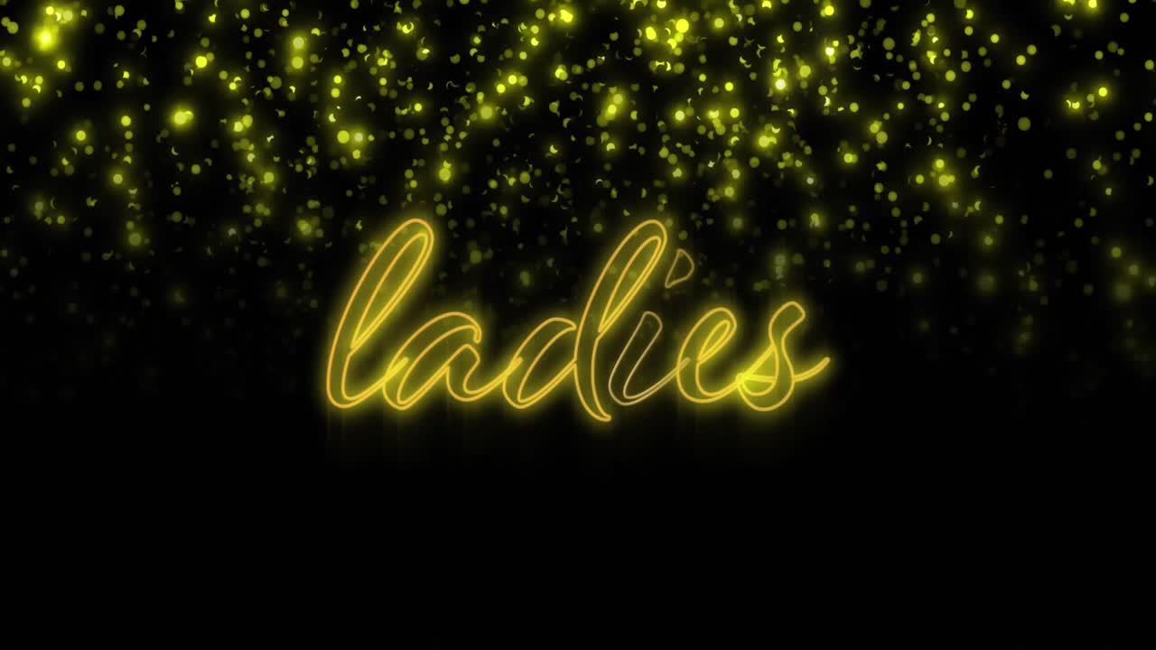 Animación de texto "damas" sobre luces amarillas intermitentes