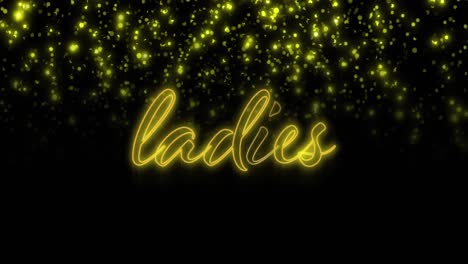Animation-of-ladies-text-over-flashing-yellow-lights