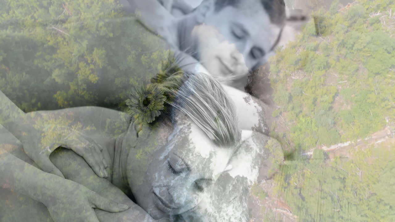 발렌타인 데이 에 마사지 와 폭포 풍경 을 하는 부부