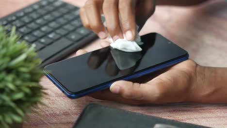 cleaning a smartphone screen