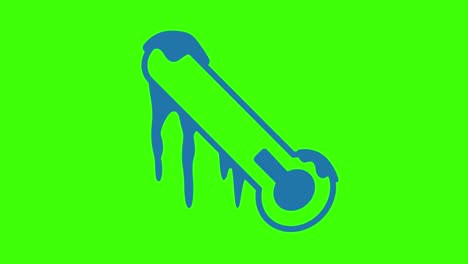 animación de un icono de heladas en una pantalla verde
