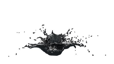 ink oil splash with droplets on withe background. 3d illustration.