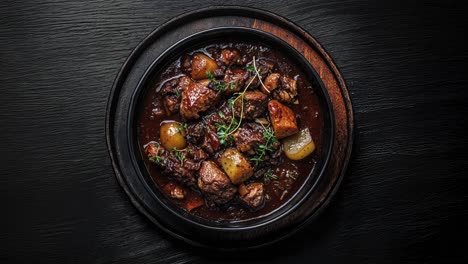 Estofado-De-Ternera-Abundante-Con-Patatas-Y-Hierbas-En-Un-Bol-Rústico