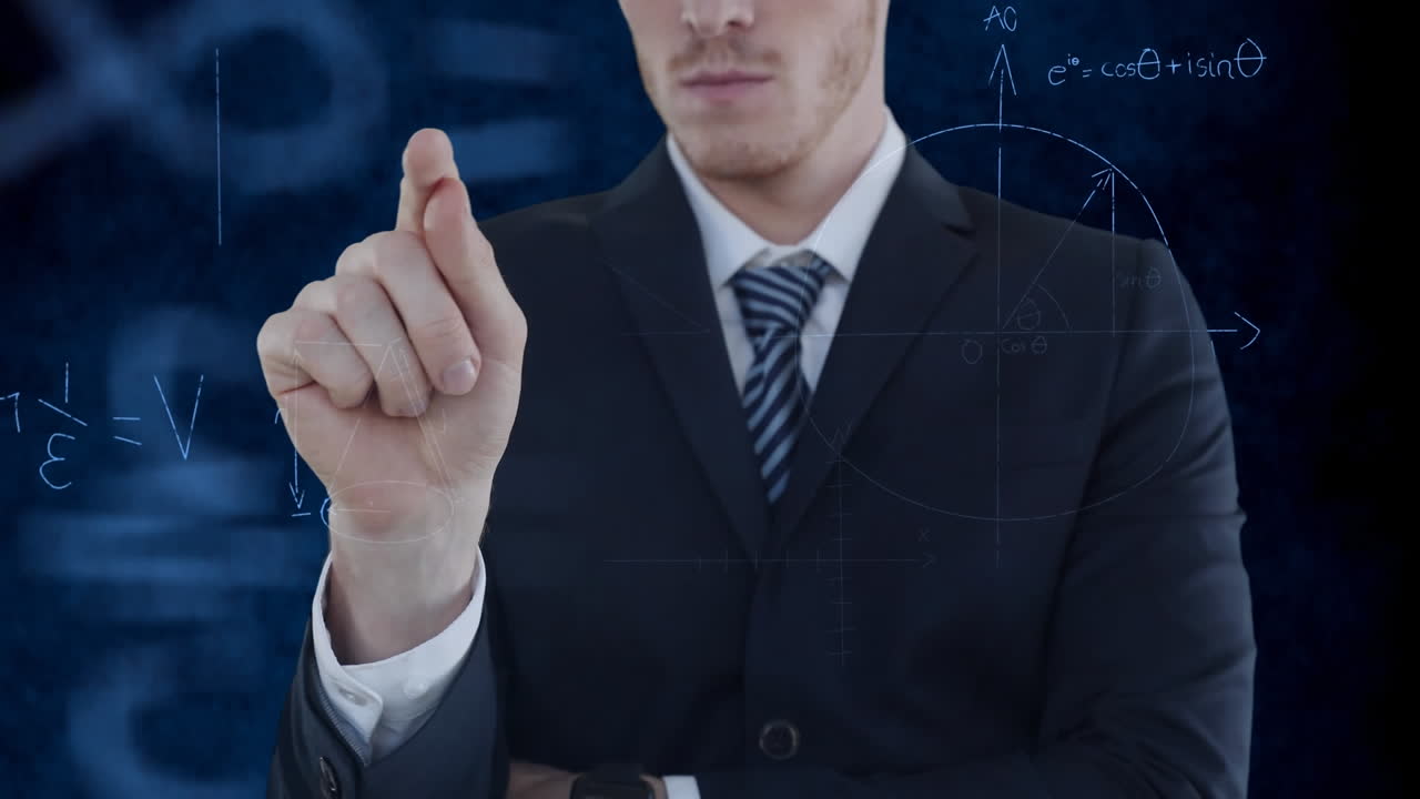 수학적 데이터 처리를 통한 사업가의 애니메이션