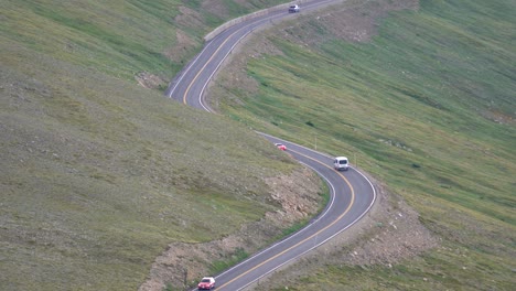 Car-driving-at-high-altitude-mountain-road-in-Colorado