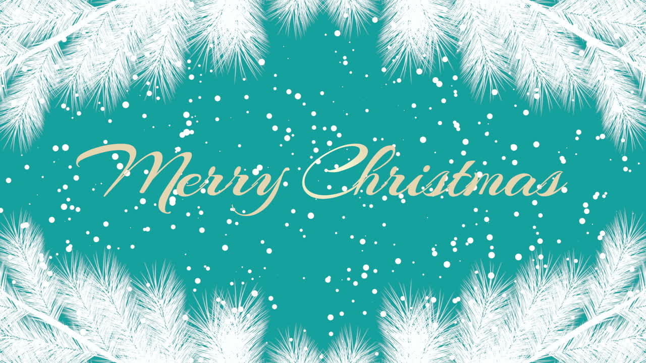 파란색 경사에 날아다니는 눈과 크리스마스 트리와 함께 즐거운 크리스마스