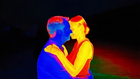 couple kissing in infrared