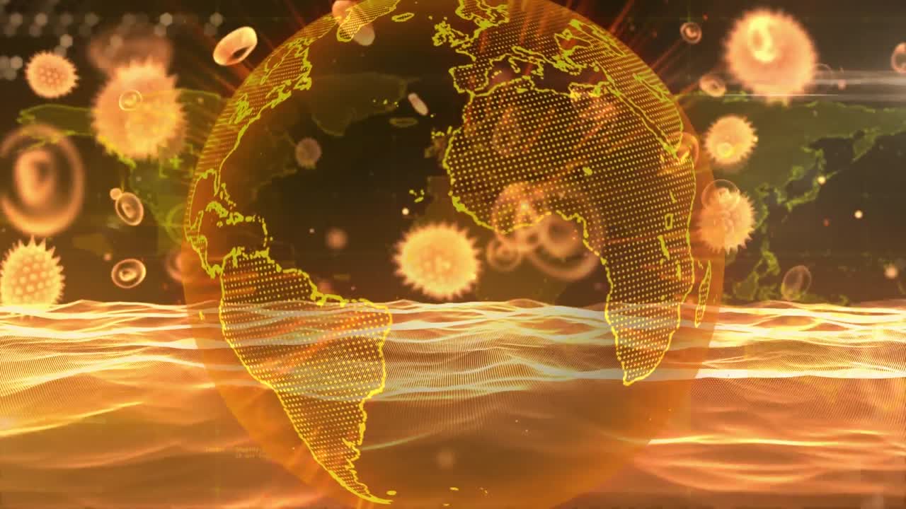 세계 지구를 배경으로 한 코로나 바이러스의 애니메이션
