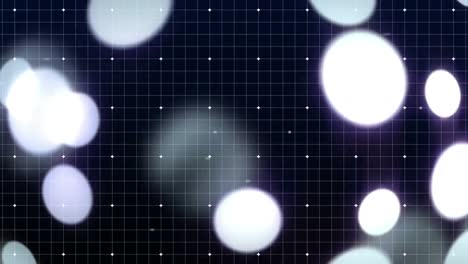 Balls-of-light-against-dark-grid-pattern