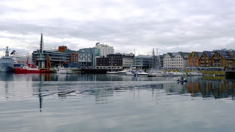 view of a marina in tromso, north norway