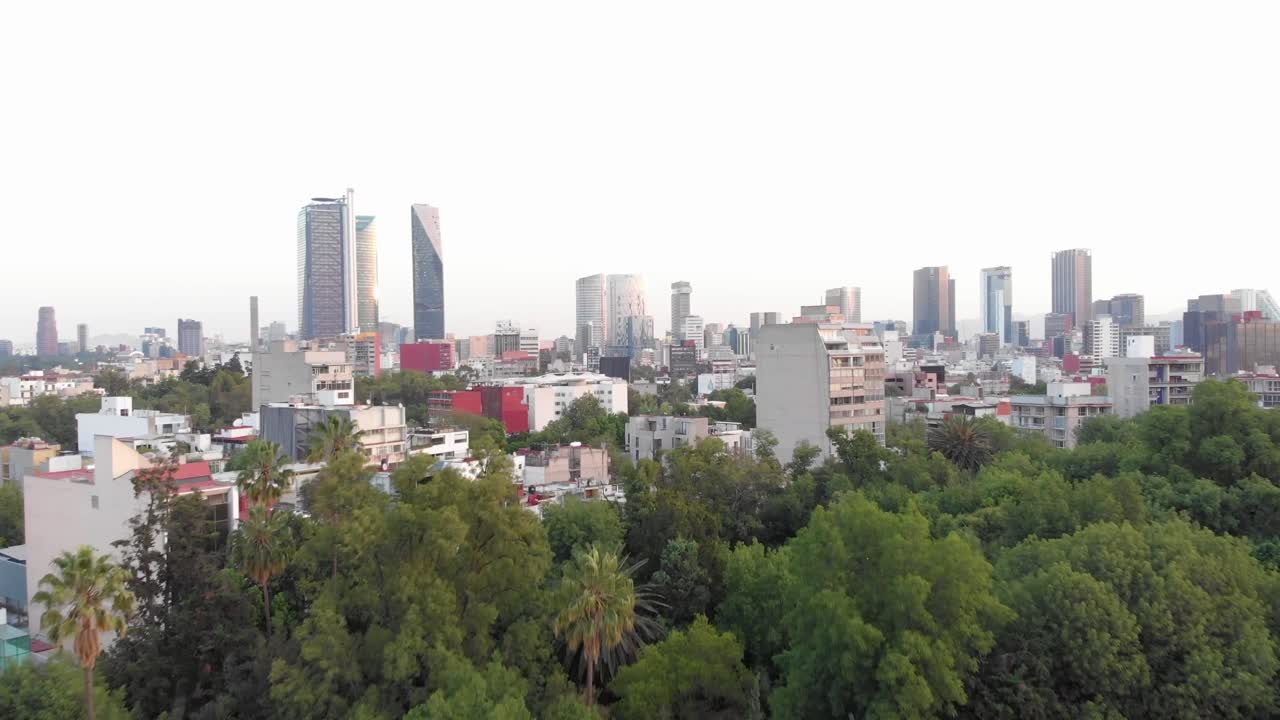 Aerial of Mexico City Park and  Skyline