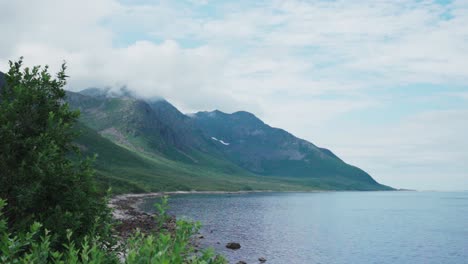 Mountain-Scenery-During-Daylight,-Sifjord,-Norway---Time-Lapse