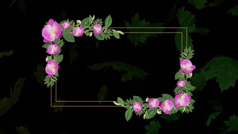 rectangle outline with flowers and foliage over floating leaves