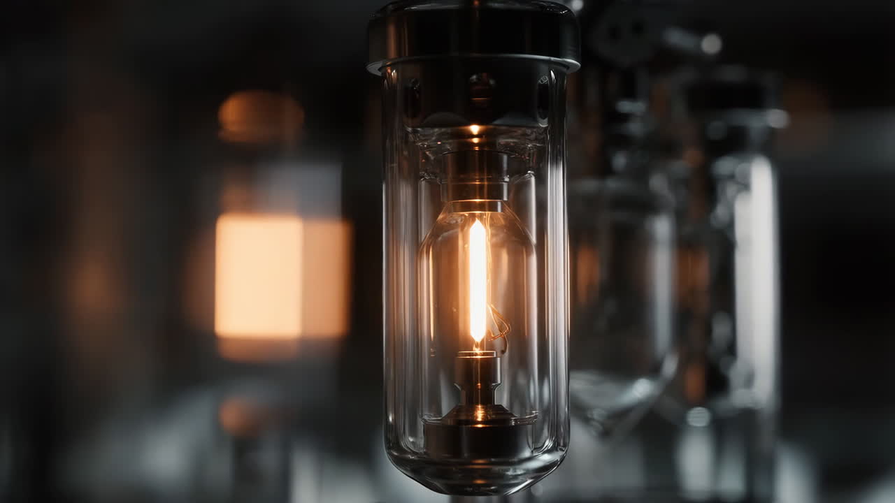 Close-up of a Glowing Vacuum Tube