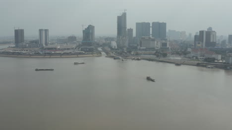 Aerial-reveal-of-Diamond-District-in-Phnom-Penh-City