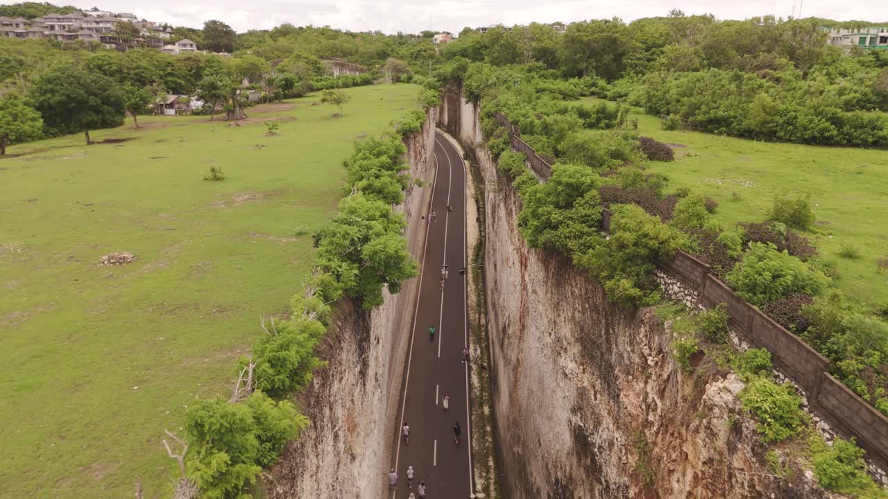 Drone Flying Over Tanah Barak Cliff in Bali, Indonesia