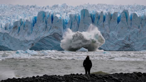 person witnesses spectacular glacier calving event