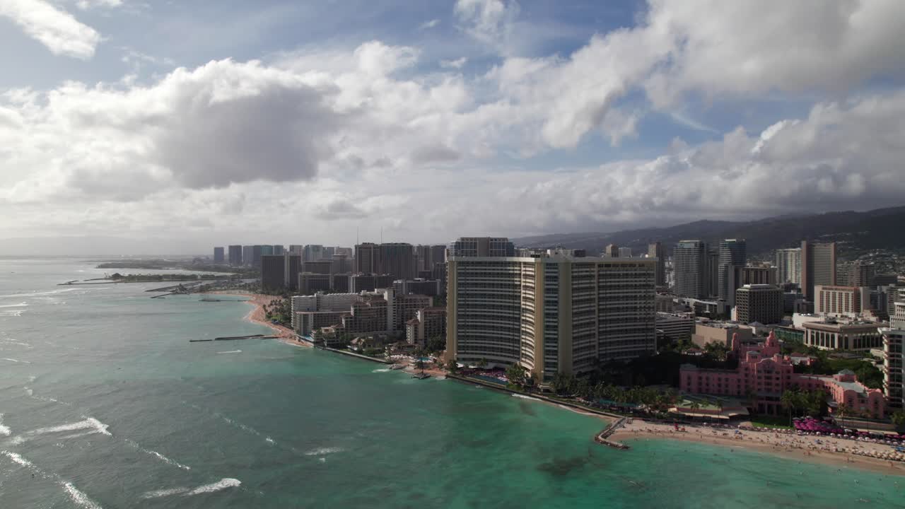 Skyline di Honolulu, vista aerea 4K, Hawaii