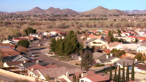 birds eye view over neighborhoods and suburban sprawl in a desert community