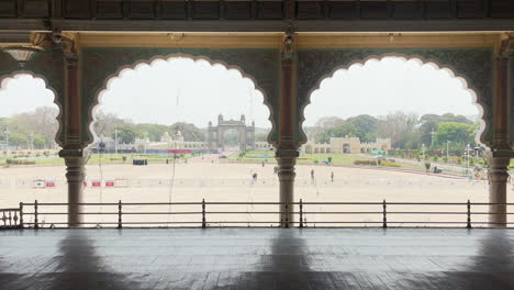 Looking-at-main-entrance-of-Mysore-Palace-from-inside-the-Palace