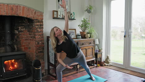 woman doing yoga indoors