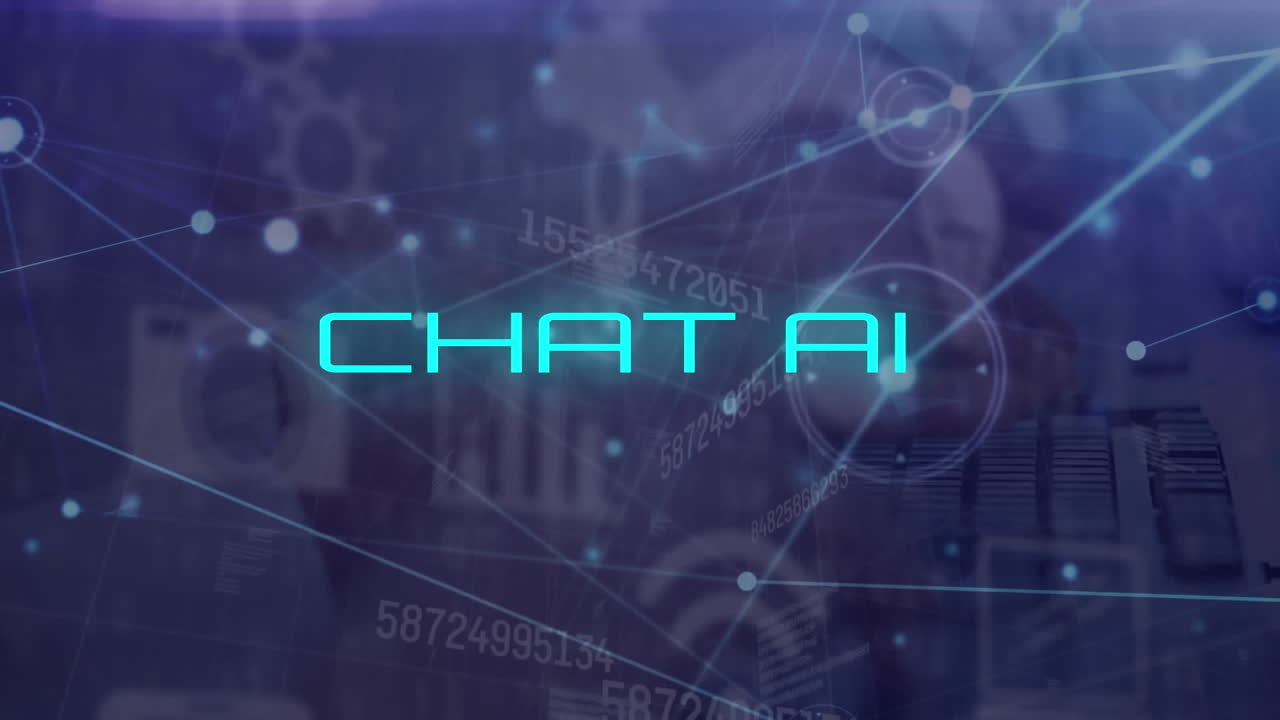 animación de texto de chat de inteligencia artificial y procesamiento de datos