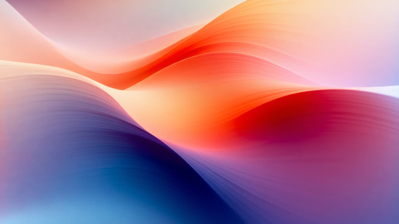 Onde ondeggianti animate si spostano a sinistra sulla tela durante la riproduzione, con colori che si intensificano a suggerire movimento.
