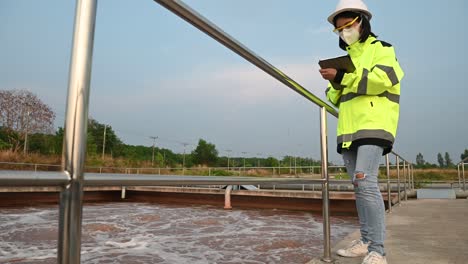 environmental engineers work at wastewater treatment plants