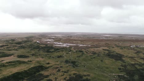 Panoramic-View-Of-Salt-Marshes-In-De-Slufter-Nature-Reserve-At-Texel-Isle-In-Holland,-Netherlands