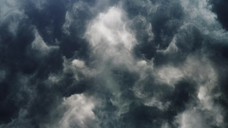 4K Thunderous dark sky with black clouds