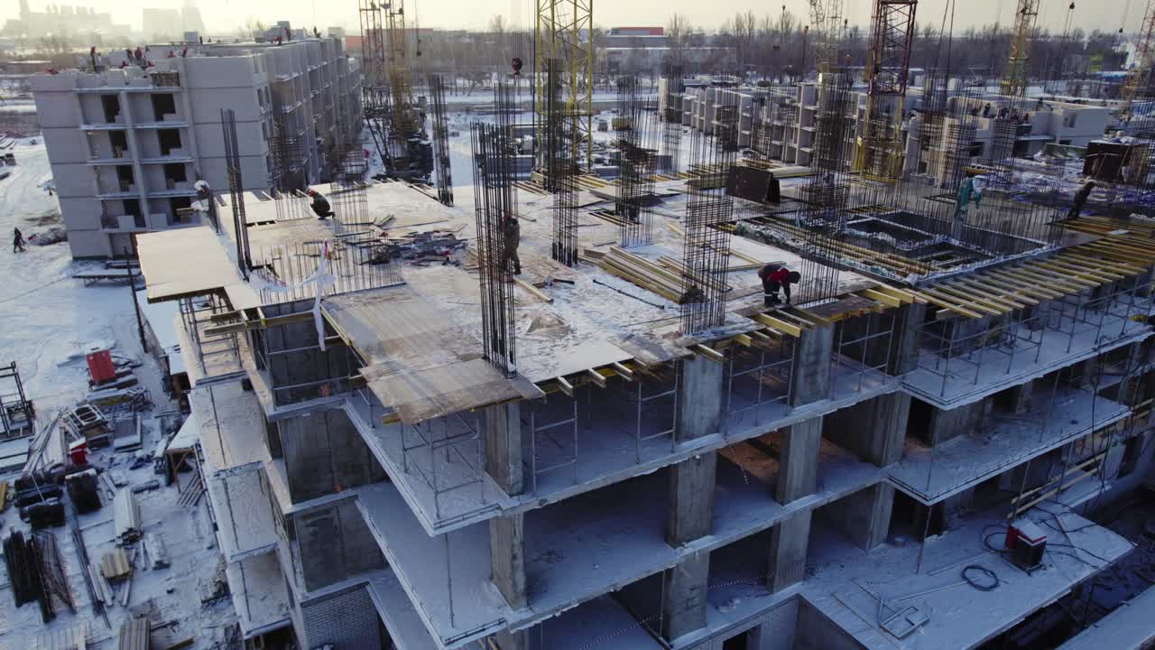 Winter Construction of Multi-story Apartment Building