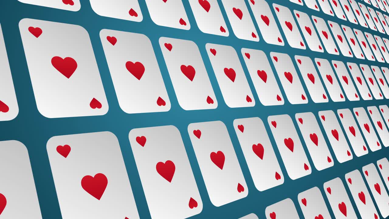 juego de cartas trajes corazones patrón de primer plano fondo animado