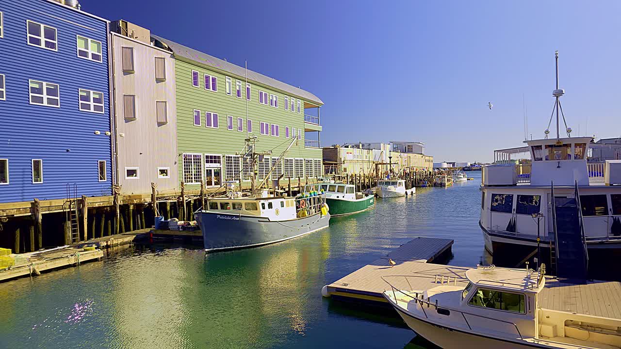 Fishing Boats Docked at a Harbor
