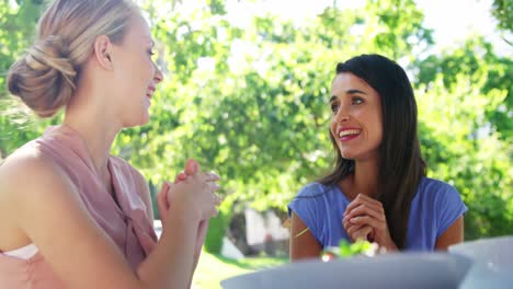 Mujeres-Interactuando-Entre-Sí-En-El-Restaurante